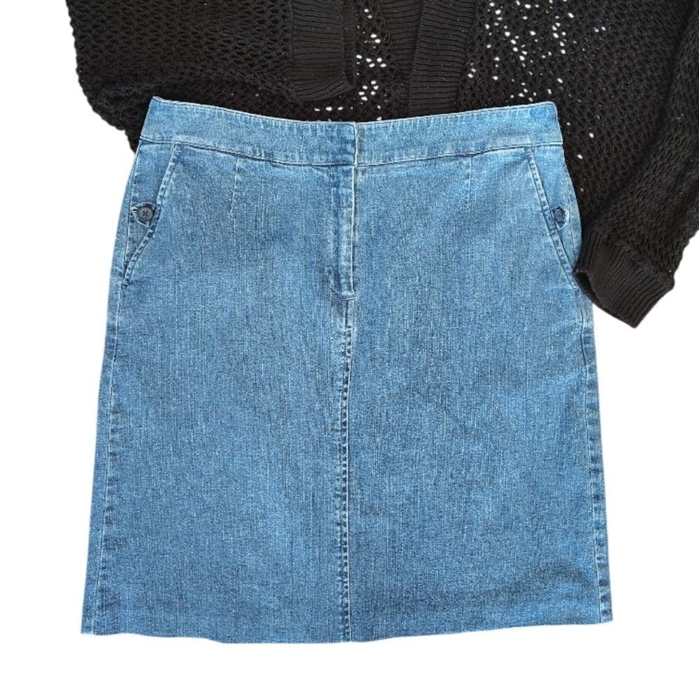 VTG Y2K Talbot's Blue‎ Stretch Denim Mini Pencil Jean Skirt SZ 12P | Medium